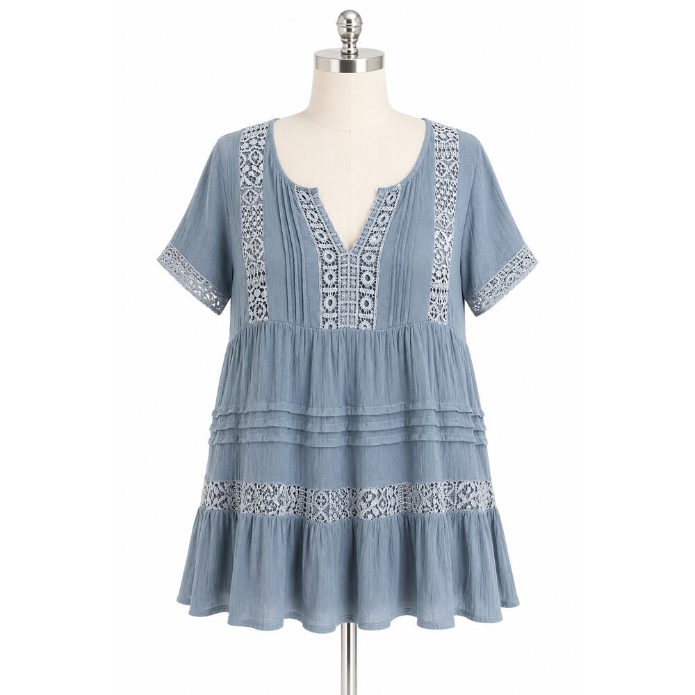 Anthropologie Entro Bohemian Crochet Top Size S Peasant Babydoll Hippie Y2K